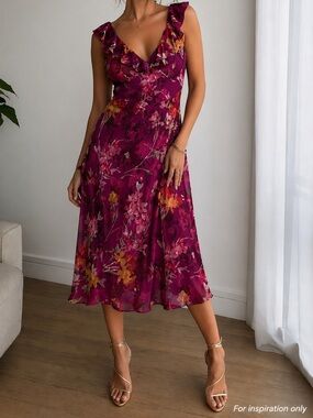 Adrianna Papell Floral Midi Dress NWT | Ruffle Bias | Wedding Guest 14